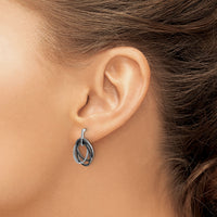 14k White Gold White and Black Diamond Ovals Dangle Post Earrings-EM5576-050-WA