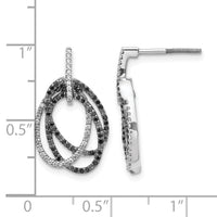 14k White Gold White and Black Diamond Ovals Dangle Post Earrings-EM5576-050-WA