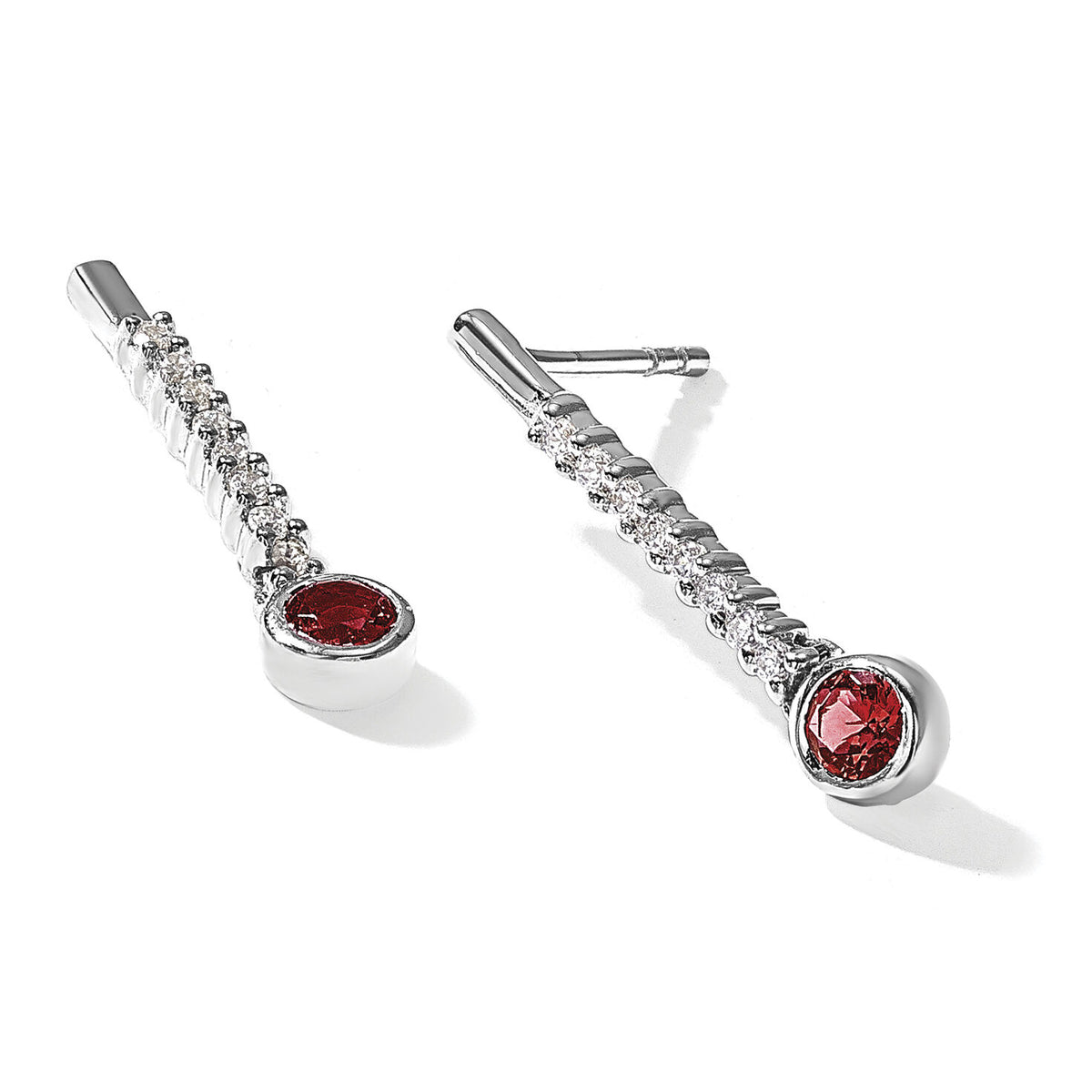 14k White Gold Red/White Diamond Earrings-EM5577-RD-033-WA