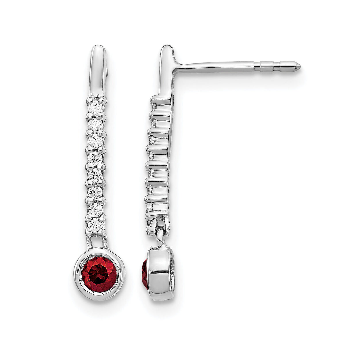 14k White Gold Red/White Diamond Earrings-EM5577-RD-033-WA