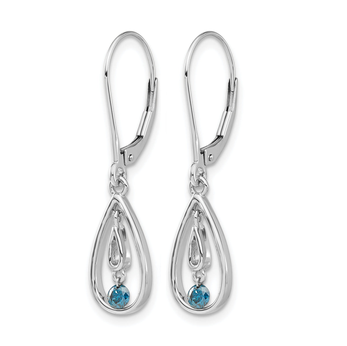 14k White Gold Blue Diamond Leverback Earrings-EM5582-BD-013-WA