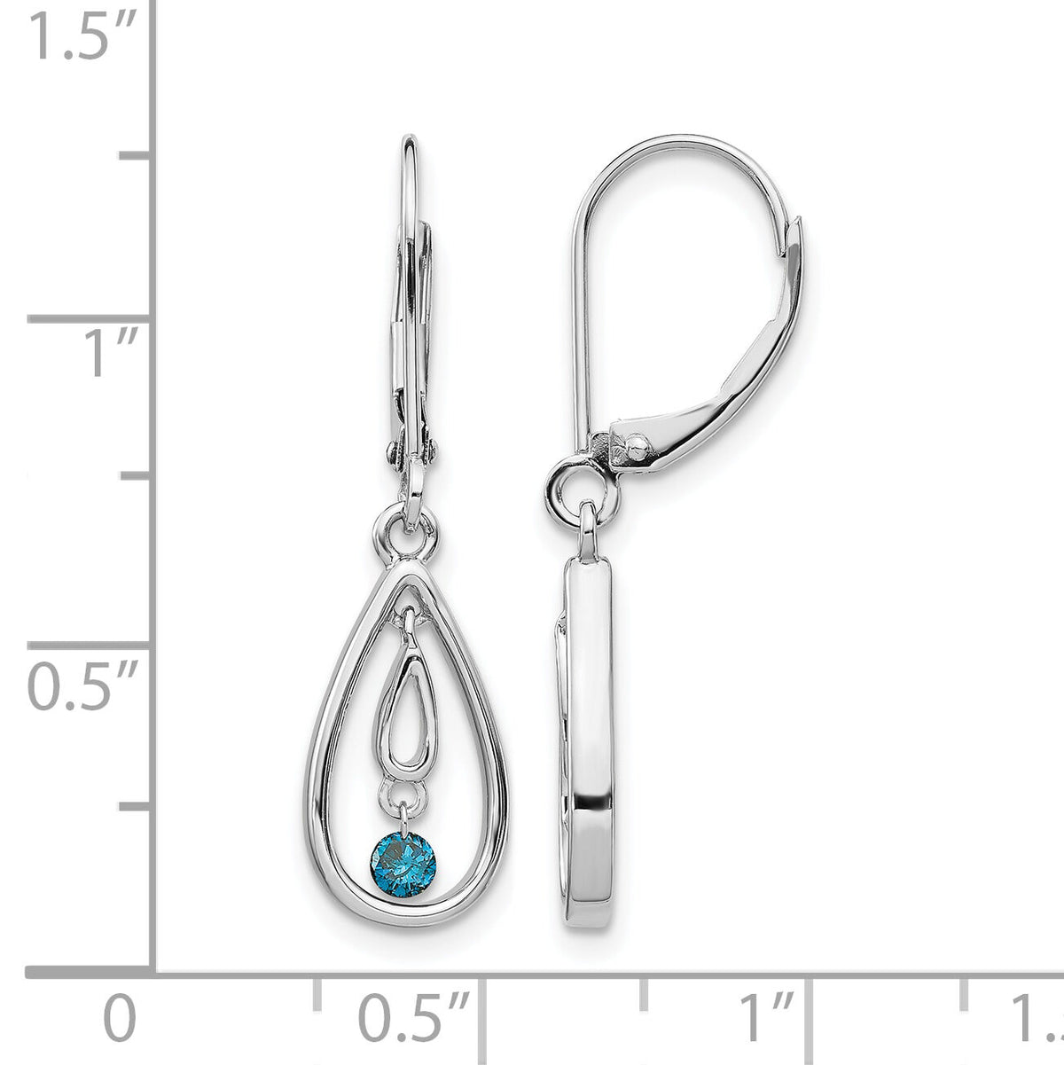 14k White Gold Blue Diamond Leverback Earrings-EM5582-BD-013-WA