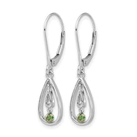 14k White Gold Green Diamond Leverback Earrings-EM5582-GD-013-WA