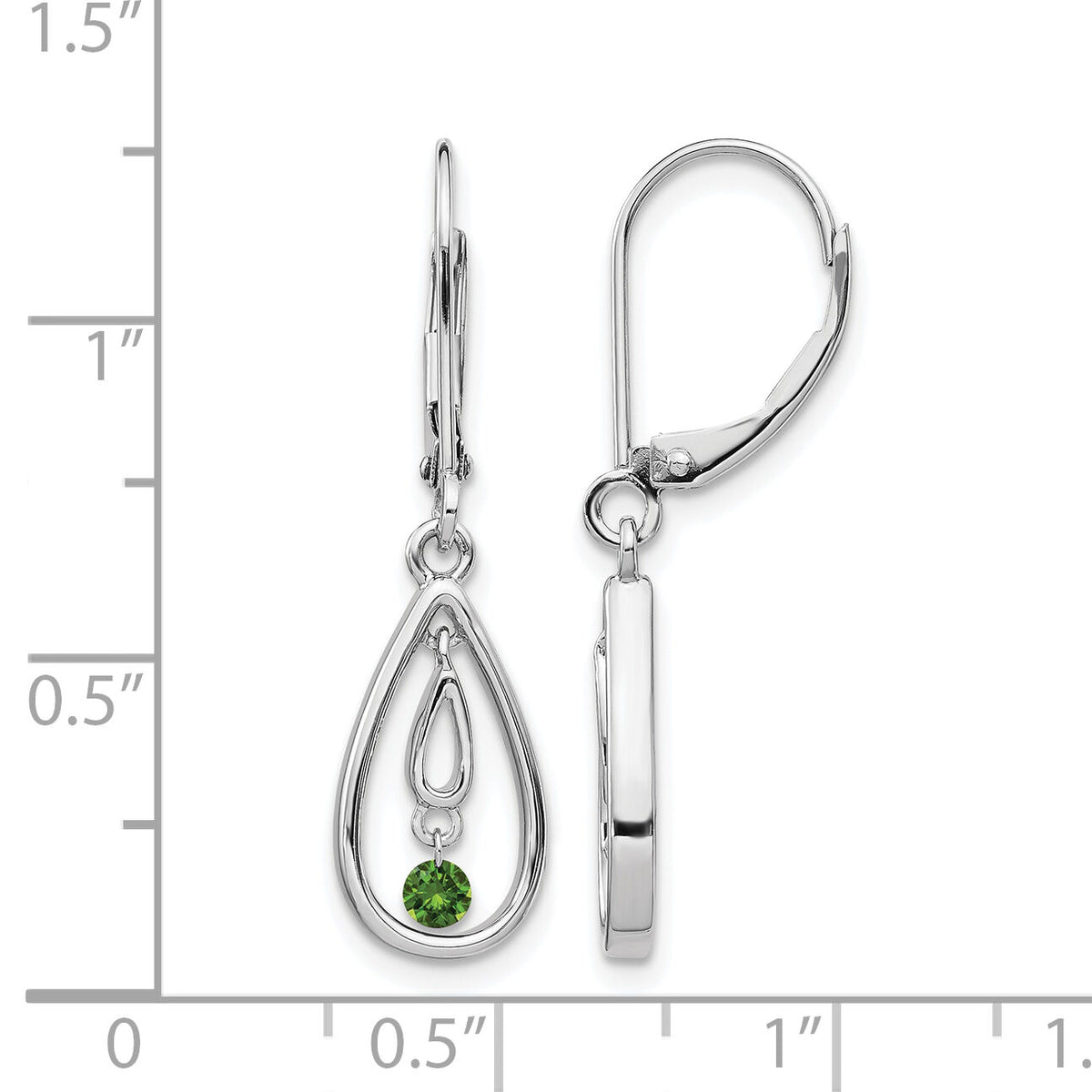 14k White Gold Green Diamond Leverback Earrings-EM5582-GD-013-WA