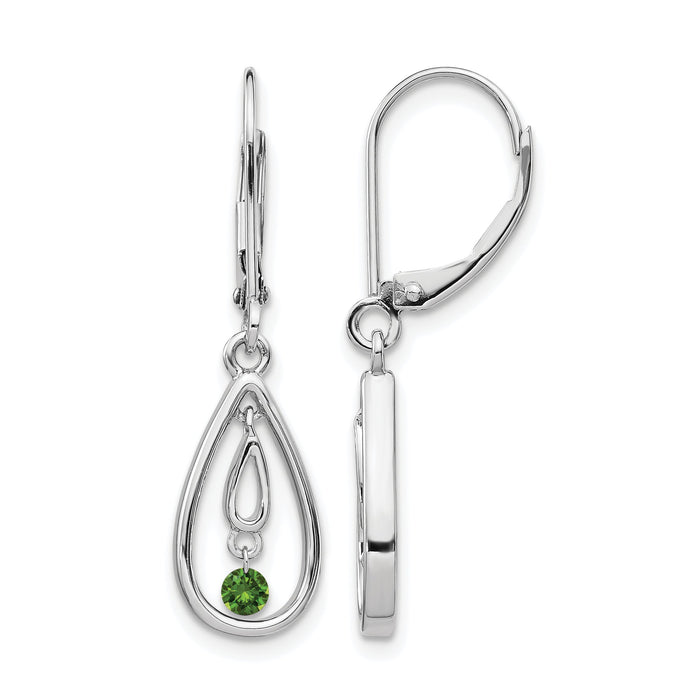 14k White Gold Green Diamond Leverback Earrings-EM5582-GD-013-WA