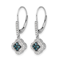 14k White Gold White and Blue Diamond Dangle Leverback Earrings-EM5583-BD-040-WA