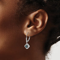 14k White Gold White and Blue Diamond Dangle Leverback Earrings-EM5583-BD-040-WA