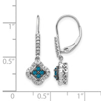 14k White Gold White and Blue Diamond Dangle Leverback Earrings-EM5583-BD-040-WA