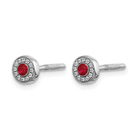 14k White Gold Diamond and Ruby Halo Post Earrings-EM5586-RU-007-WA