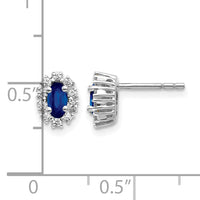 14k White Gold Diamond and Sapphire Oval Halo Earrings-EM5591-SA-020-WA