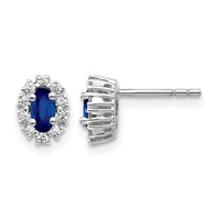 14k White Gold Diamond and Sapphire Oval Halo Earrings-EM5591-SA-020-WA