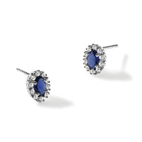 14k White Gold Diamond and Sapphire Oval Halo Earrings-EM5591-SA-020-WA