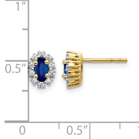 14k Yellow Gold Diamond and Sapphire Oval Halo Earrings-EM5591-SA-020-YA