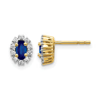 14k Yellow Gold Diamond and Sapphire Oval Halo Earrings-EM5591-SA-020-YA