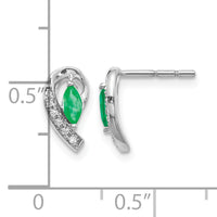 14k White Gold 1/20Ct Diamond and Emerald Earrings-EM5592-EM-005-WA