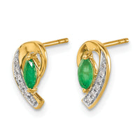 14k 1/20Ct Diamond and Emerald Earrings-EM5592-EM-005-YA