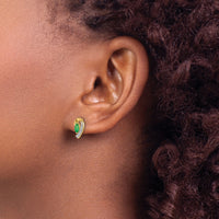 14k 1/20Ct Diamond and Emerald Earrings-EM5592-EM-005-YA
