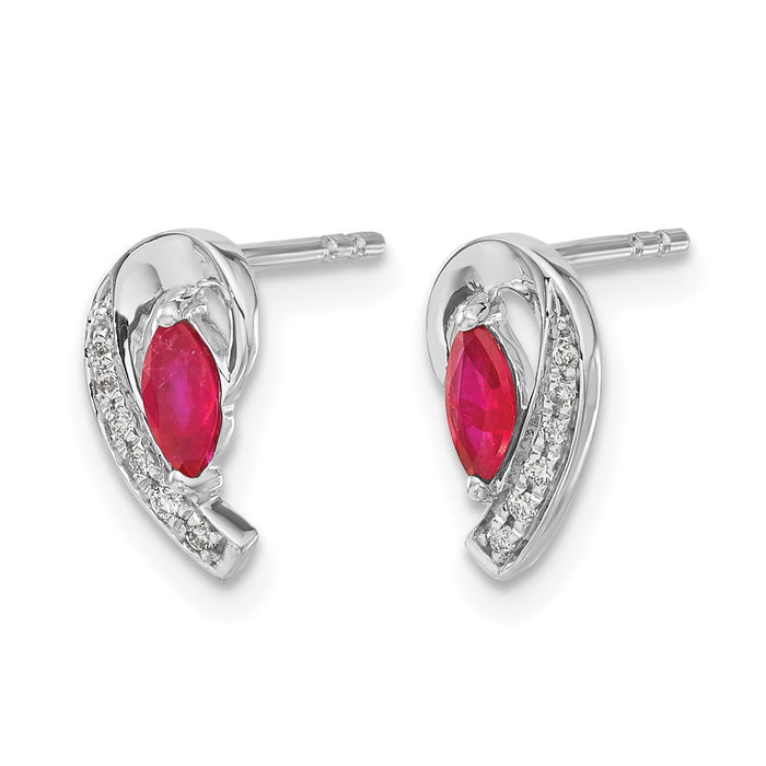14k White Gold Diamond and Ruby Earrings-EM5592-RU-005-WA