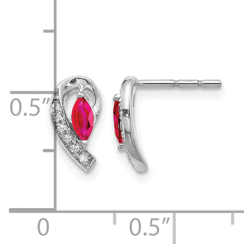 14k White Gold Diamond and Ruby Earrings-EM5592-RU-005-WA