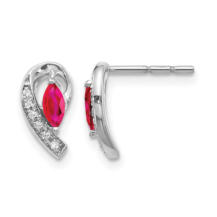 14k White Gold Diamond and Ruby Earrings-EM5592-RU-005-WA