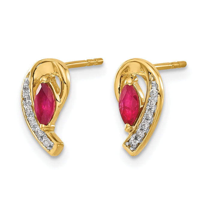 14k Diamond and Ruby Earrings-EM5592-RU-005-YA