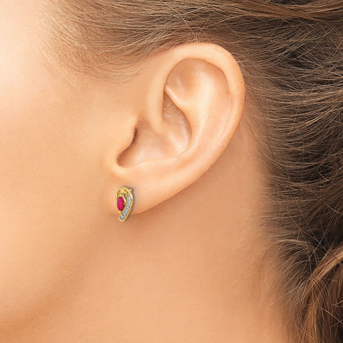 14k Diamond and Ruby Earrings-EM5592-RU-005-YA