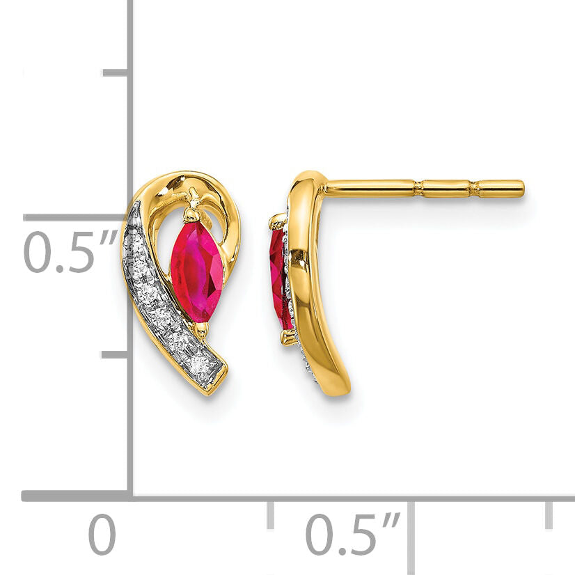 14k Diamond and Ruby Earrings-EM5592-RU-005-YA