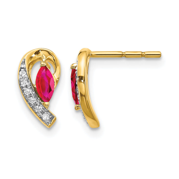 14k Diamond and Ruby Earrings-EM5592-RU-005-YA
