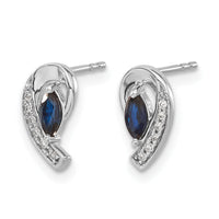 14k White Gold Diamond Sapphire Post Earrings-EM5592-SA-005-WA