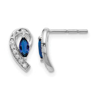 14k White Gold Diamond Sapphire Post Earrings-EM5592-SA-005-WA