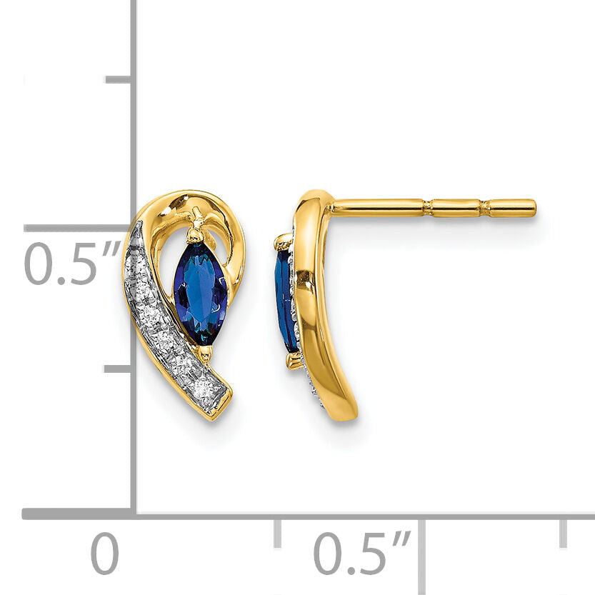 14k Yellow Gold Diamond and Sapphire Earrings-EM5592-SA-005-YA