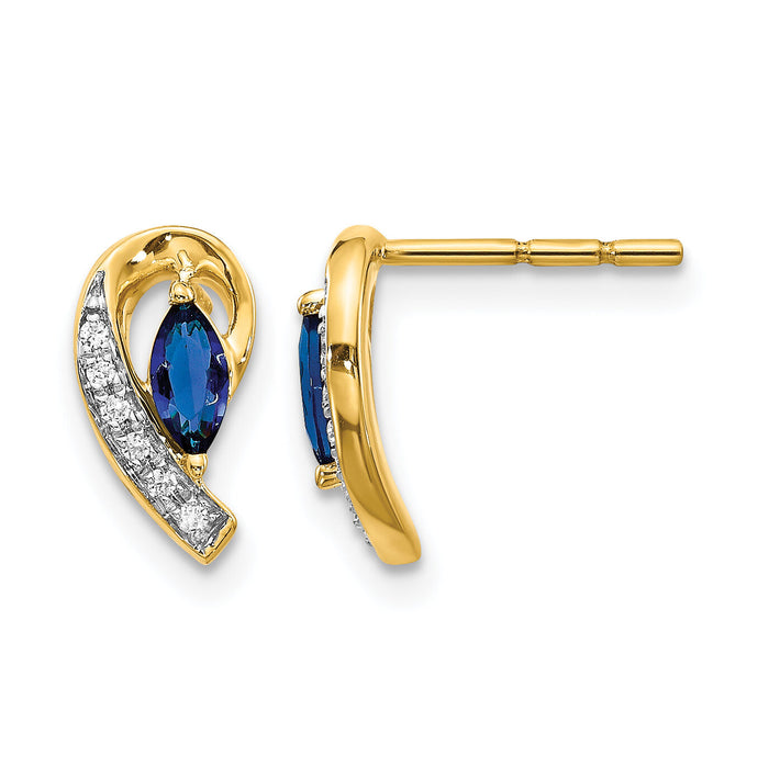 14k Yellow Gold Diamond and Sapphire Earrings-EM5592-SA-005-YA