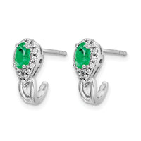 14k White Gold 1/8Ct Diamond and Emerald Earrings-EM5593-EM-013-WA