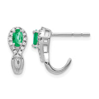 14k White Gold 1/8Ct Diamond and Emerald Earrings-EM5593-EM-013-WA