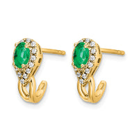 14k 1/8Ct Diamond and Emerald Earrings-EM5593-EM-013-YA