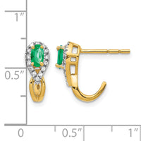 14k 1/8Ct Diamond and Emerald Earrings-EM5593-EM-013-YA