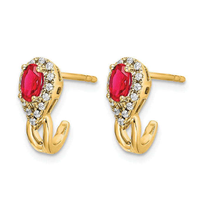 14k Diamond and Ruby Earrings-EM5593-RU-013-YA