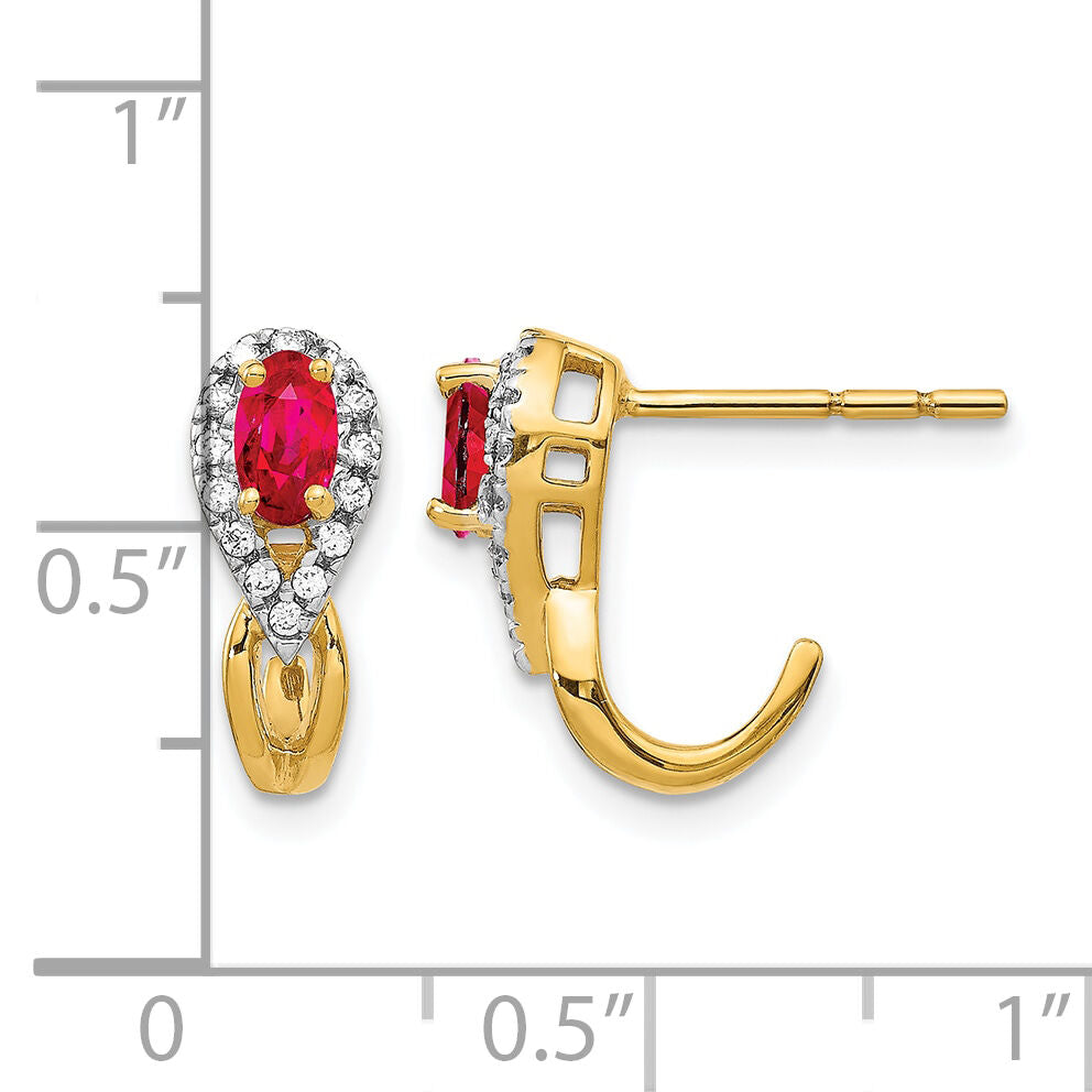 14k Diamond and Ruby Earrings-EM5593-RU-013-YA
