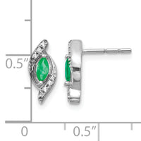 14k White Gold 1/15Ct Diamond and Emerald Earrings-EM5594-EM-007-WA