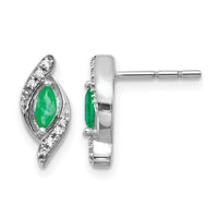 14k White Gold 1/15Ct Diamond and Emerald Earrings-EM5594-EM-007-WA