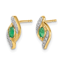 14k 1/15Ct Diamond and Emerald Earrings-EM5594-EM-007-YA