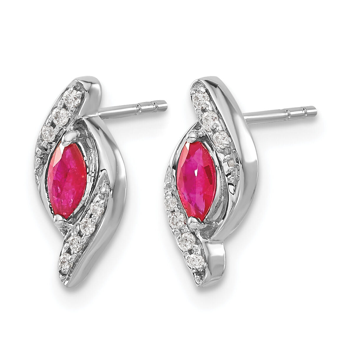 14k White Gold Diamond and Ruby Earrings-EM5594-RU-007-WA