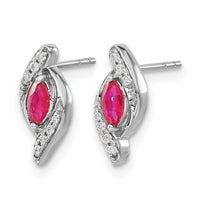 14k White Gold Diamond and Ruby Earrings-EM5594-RU-007-WA