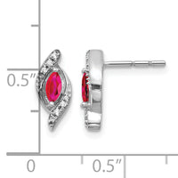 14k White Gold Diamond and Ruby Earrings-EM5594-RU-007-WA