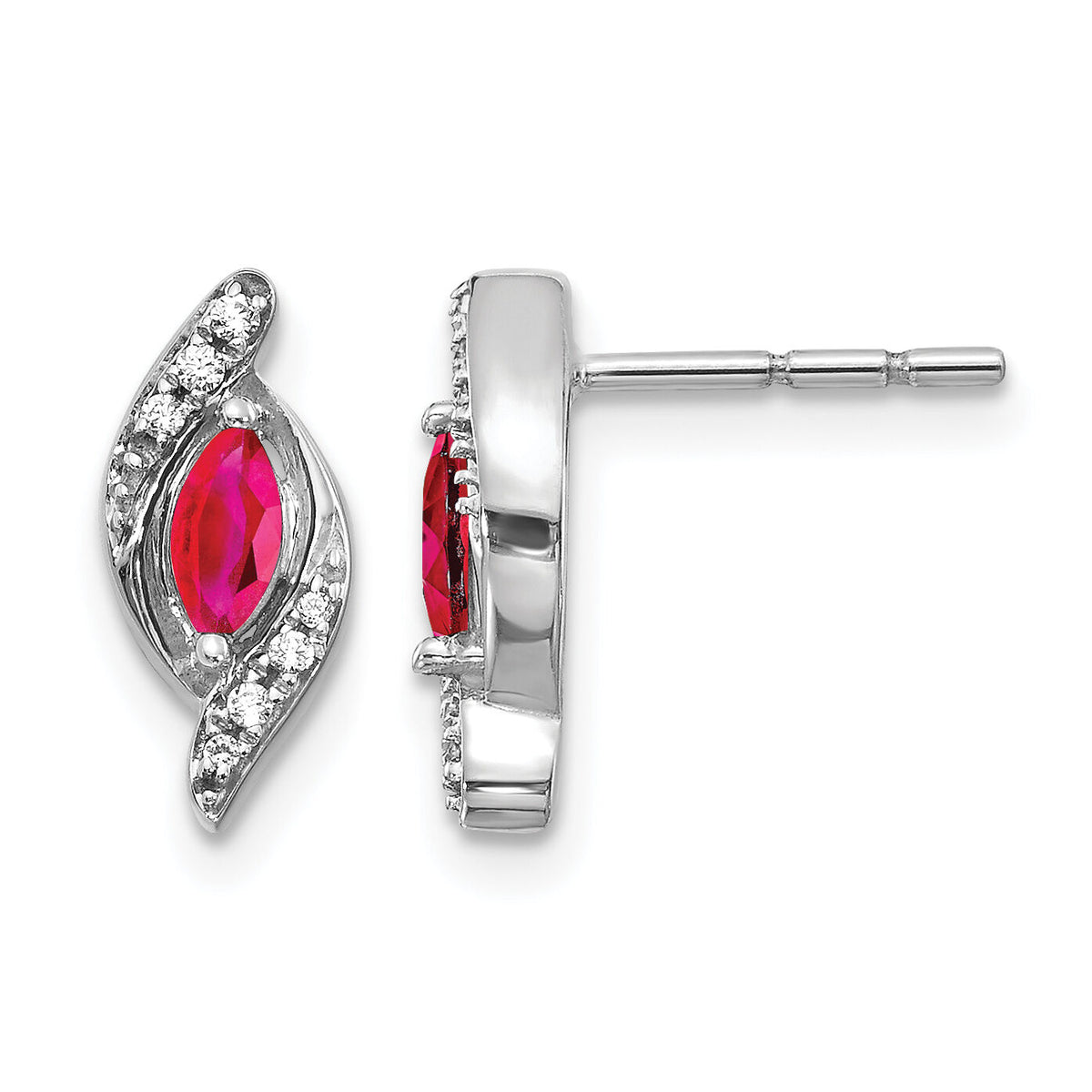 14k White Gold Diamond and Ruby Earrings-EM5594-RU-007-WA