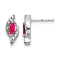 14k White Gold Diamond and Ruby Earrings-EM5594-RU-007-WA
