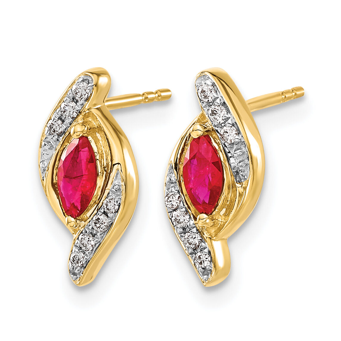 14k Diamond and Ruby Earrings-EM5594-RU-007-YA