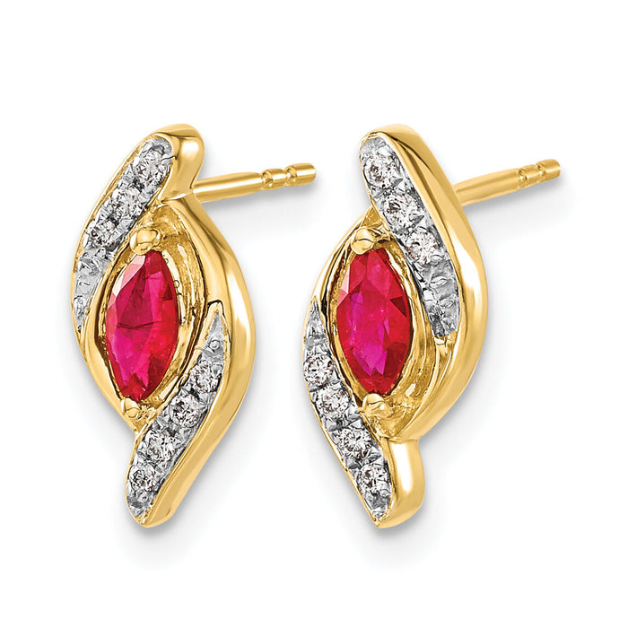 14k Diamond and Ruby Earrings-EM5594-RU-007-YA