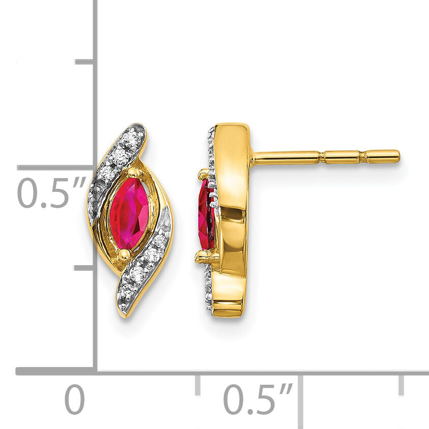 14k Diamond and Ruby Earrings-EM5594-RU-007-YA