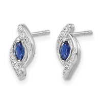 14k White Gold Diamond and Sapphire Post Earrings-EM5594-SA-007-WA